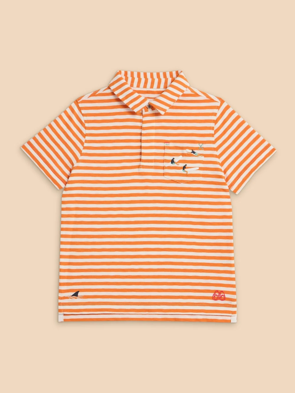 Gestreiftes Polohemd mit Surfermotiv - Mid Orange - 3-4 Bild 1