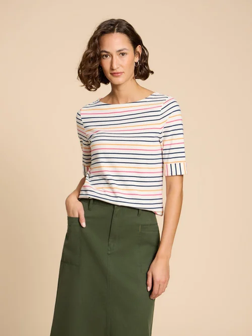 Sydney T-Shirt mit U-Boot-Ausschnitt - Ivory Mlt - 38 Bild 3