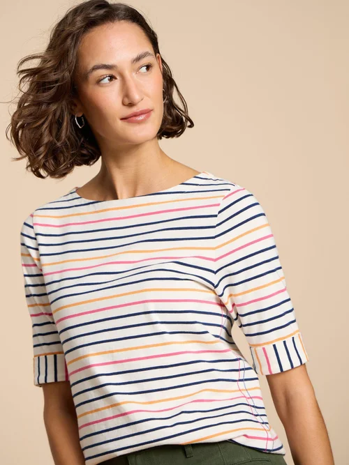 Sydney T-Shirt mit U-Boot-Ausschnitt - Ivory Mlt - 38 Bild 1