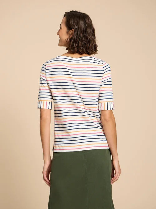 Sydney T-Shirt mit U-Boot-Ausschnitt - Ivory Mlt - 38 Bild 4