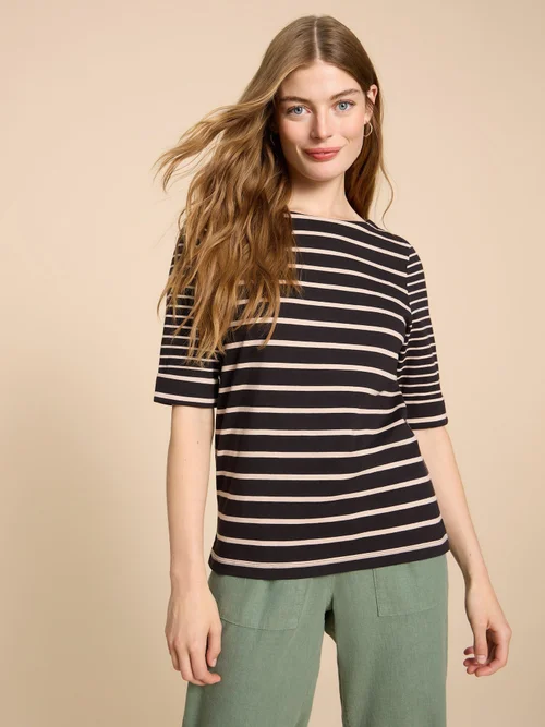 Sydney T-Shirt mit U-Boot-Ausschnitt - Blk Mlt - 38 Bild 1