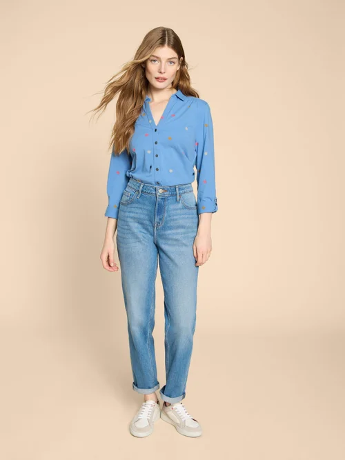 Annie Bestickte Jerseybluse - Blue Mlt - 38 Bild 2