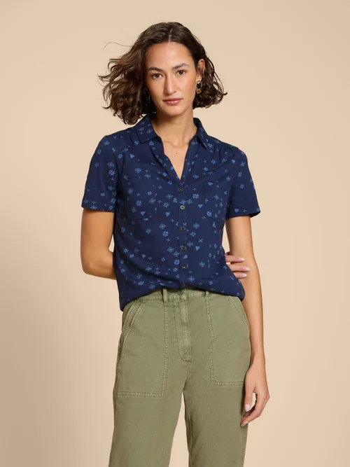 Penny Jerseybluse mit Taschen - Navy Pr - 38 Bild 1