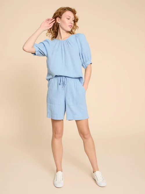 Shelly Top aus Leinenmischung - Chamb Blue - 38 Bild 2