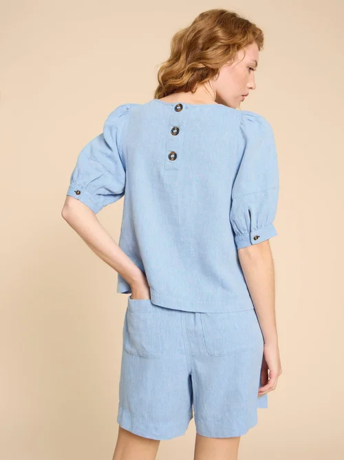 Shelly Top aus Leinenmischung - Chamb Blue - 38 Bild 4