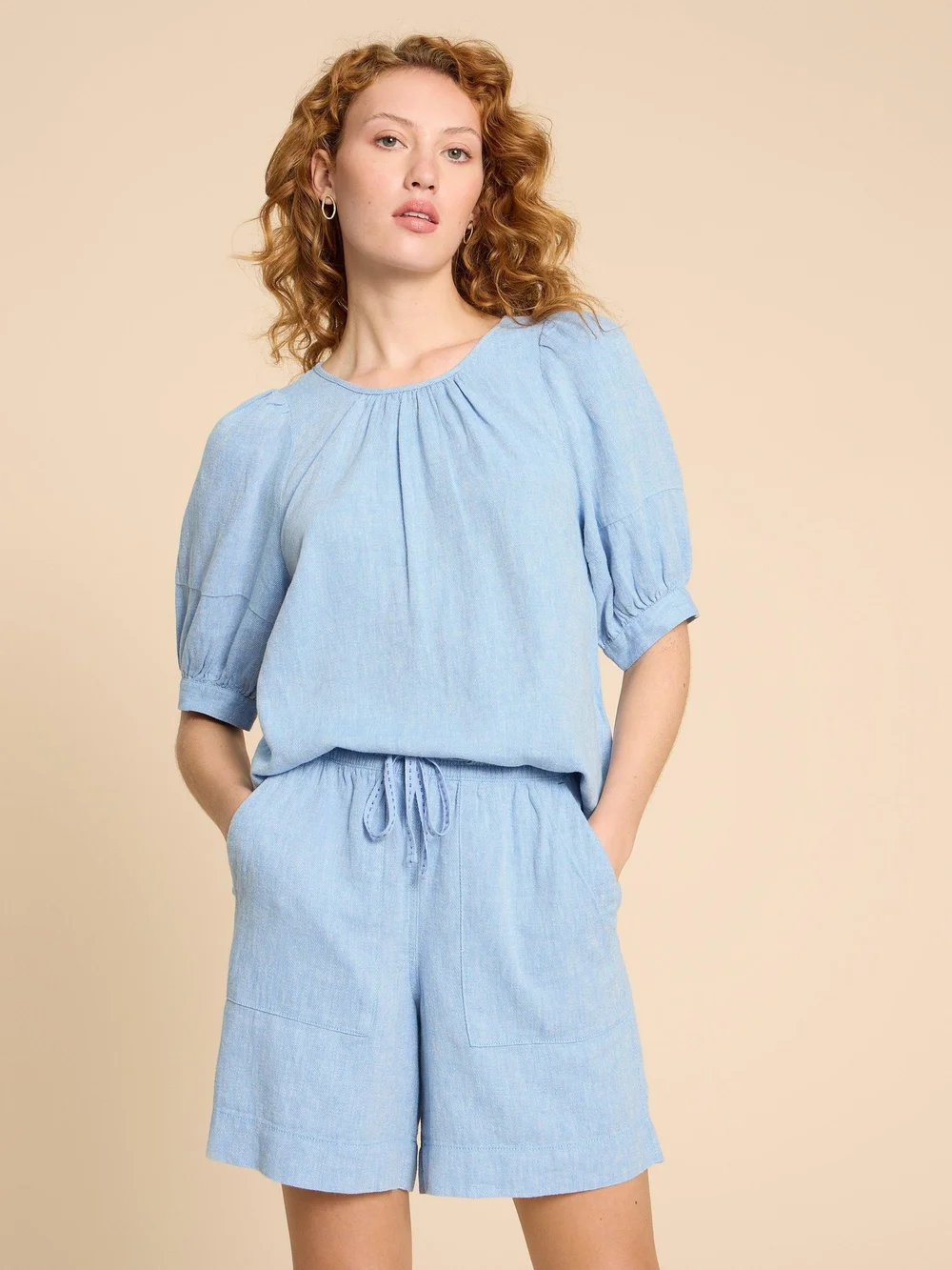 Shelly Top aus Leinenmischung - Chamb Blue - 38 Bild 1