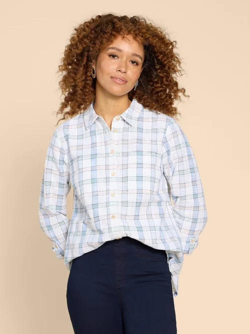 Sophie Karierte Bluse aus Bio-Baumwolle - Ivory Mlt - 38 Bild 1