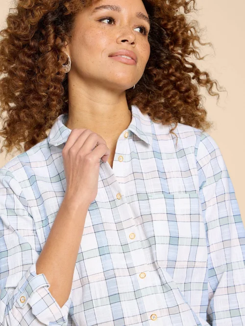 Sophie Karierte Bluse aus Bio-Baumwolle - Ivory Mlt - 38 Bild 3