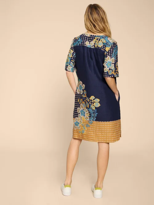 June Etuikleid aus Leinen - Navy Pr - 38 Bild 3