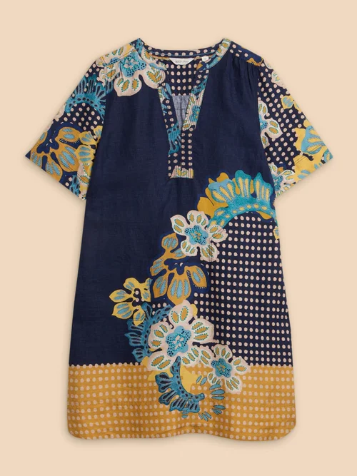 June Etuikleid aus Leinen - Navy Pr - 38 Bild 4