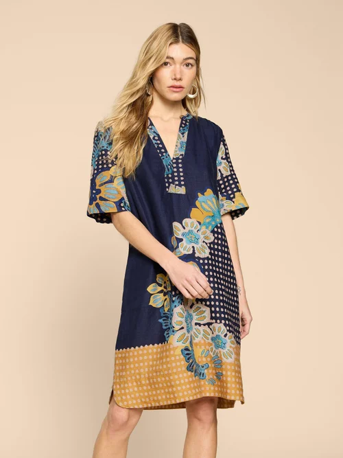 June Etuikleid aus Leinen - Navy Pr - 38 Bild 2