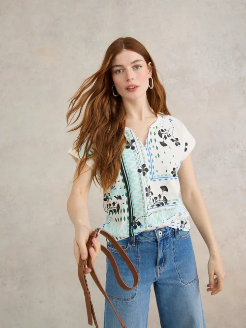 Nelly T-Shirt mit Keilausschnitt - White Pr - 38 Bild 1