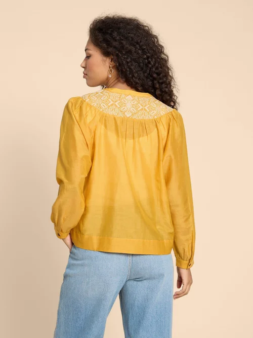 Rose Bluse aus Baumwolle-Seide-Mix - Chart Mlt - 38 Bild 4