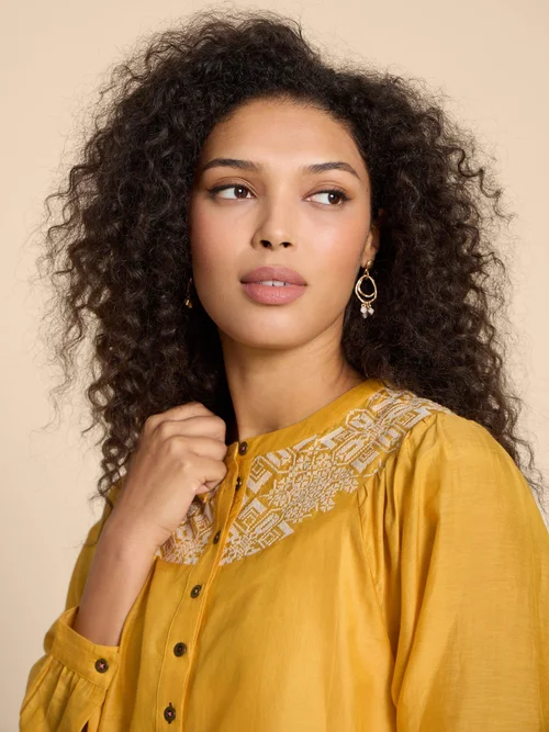 Rose Bluse aus Baumwolle-Seide-Mix - Chart Mlt - 38 Bild 3