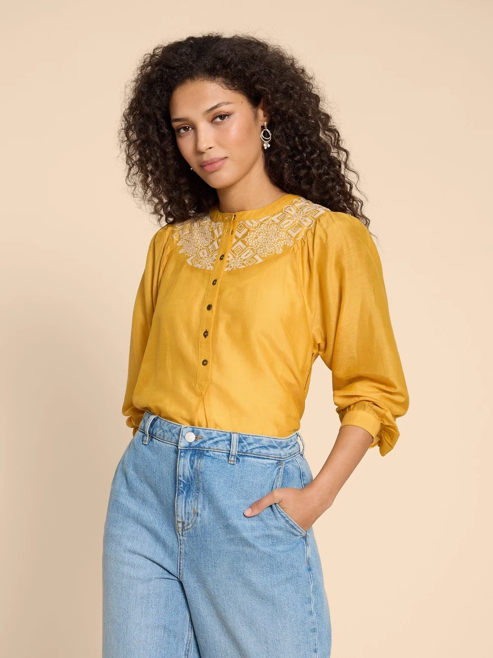 Rose Bluse aus Baumwolle-Seide-Mix - Chart Mlt - 38 Bild 1