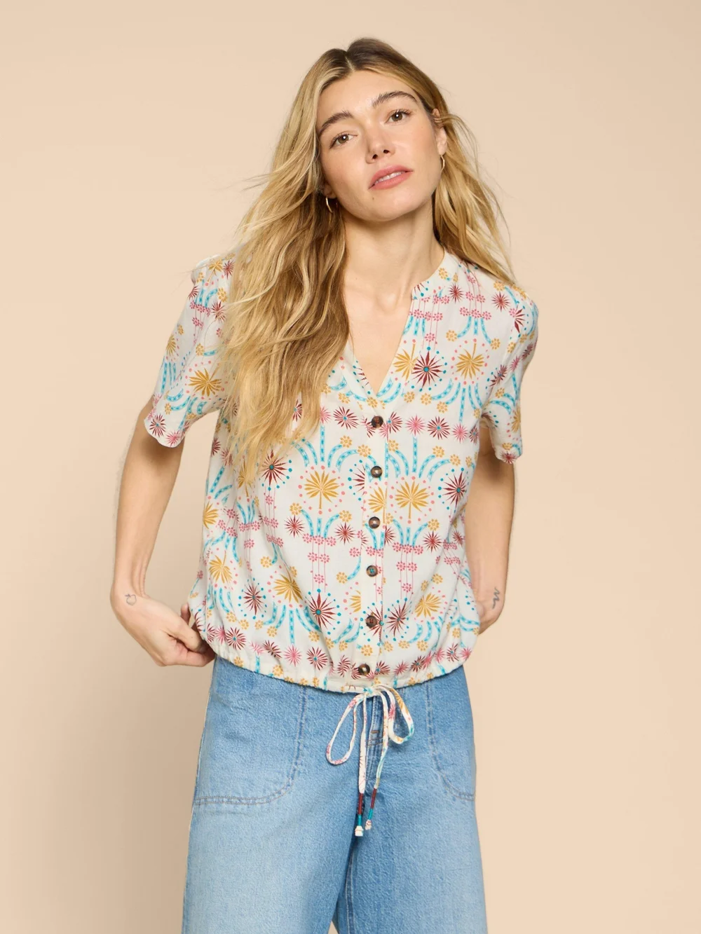 Ferne Bluse aus Leinenmischung - Nat Pr - 38 Bild 1