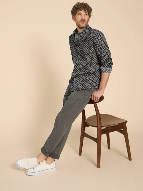 Geo Floral bedrucktes Hemd - Navy Pr - L Bild 2