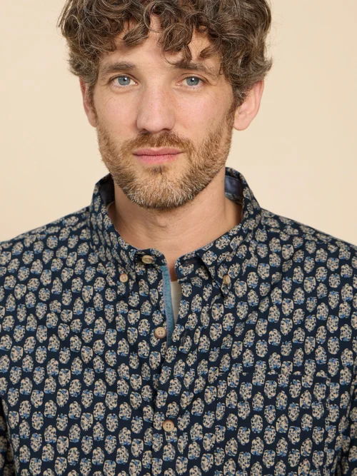 Geo Floral bedrucktes Hemd - Navy Pr - L Bild 3