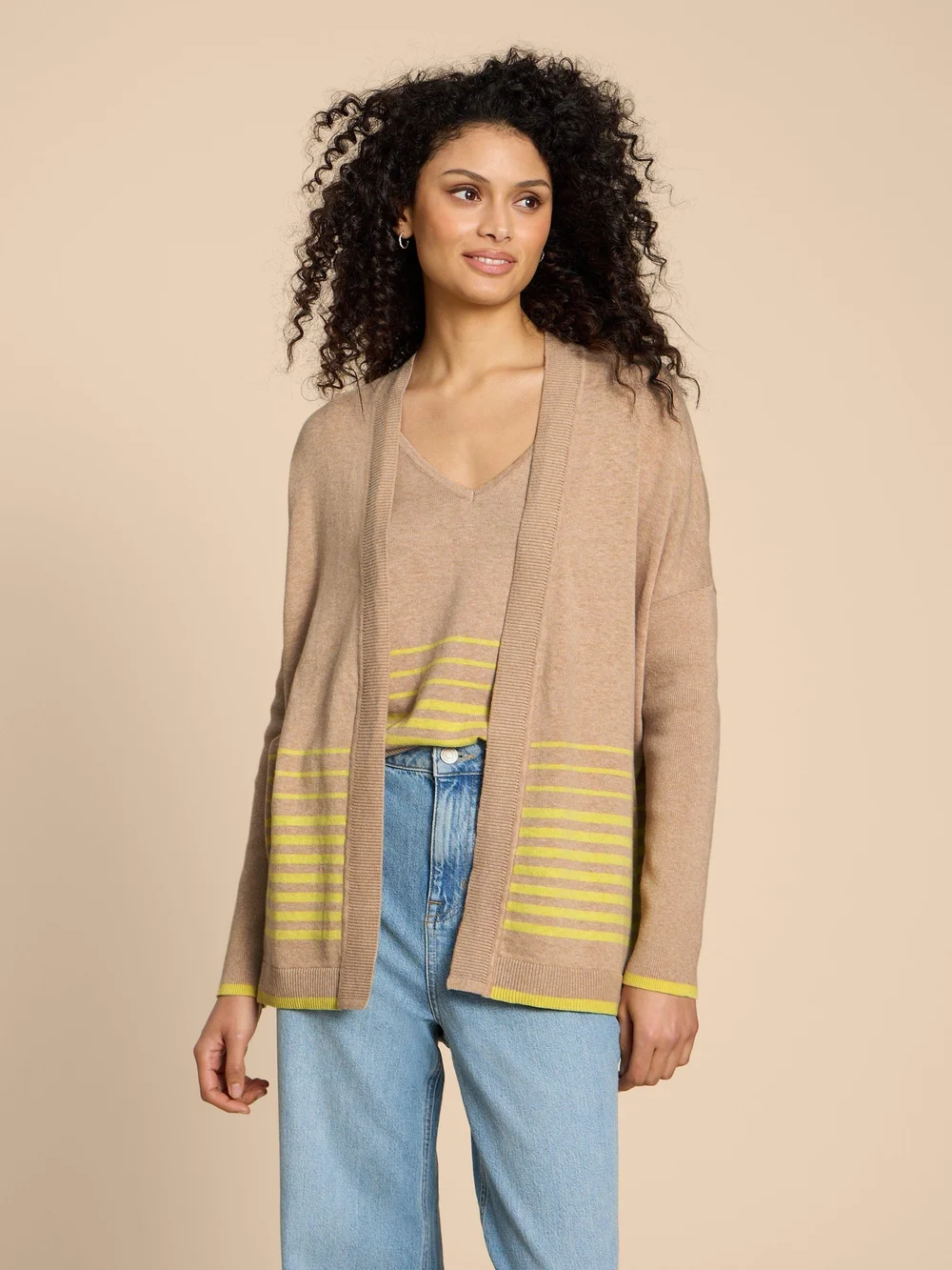 Lily Lange Strickjacke - Nat Mlt - 38/R Bild 1