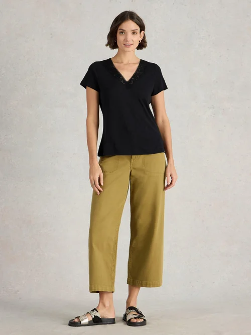 Ellie T-Shirt mit Spitzenbesatz - Pure Blk - 38 Bild 2