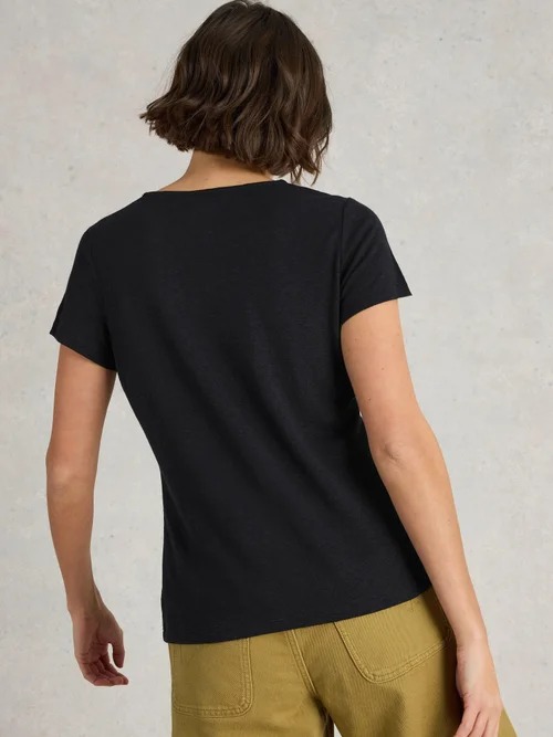 Ellie T-Shirt mit Spitzenbesatz - Pure Blk - 38 Bild 4