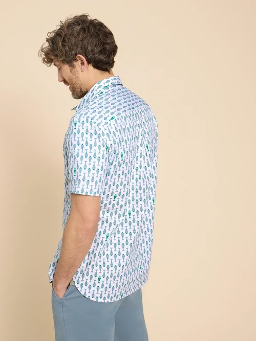 Kurzarmhemd mit Fisch-Print - White Pr - L Bild 4