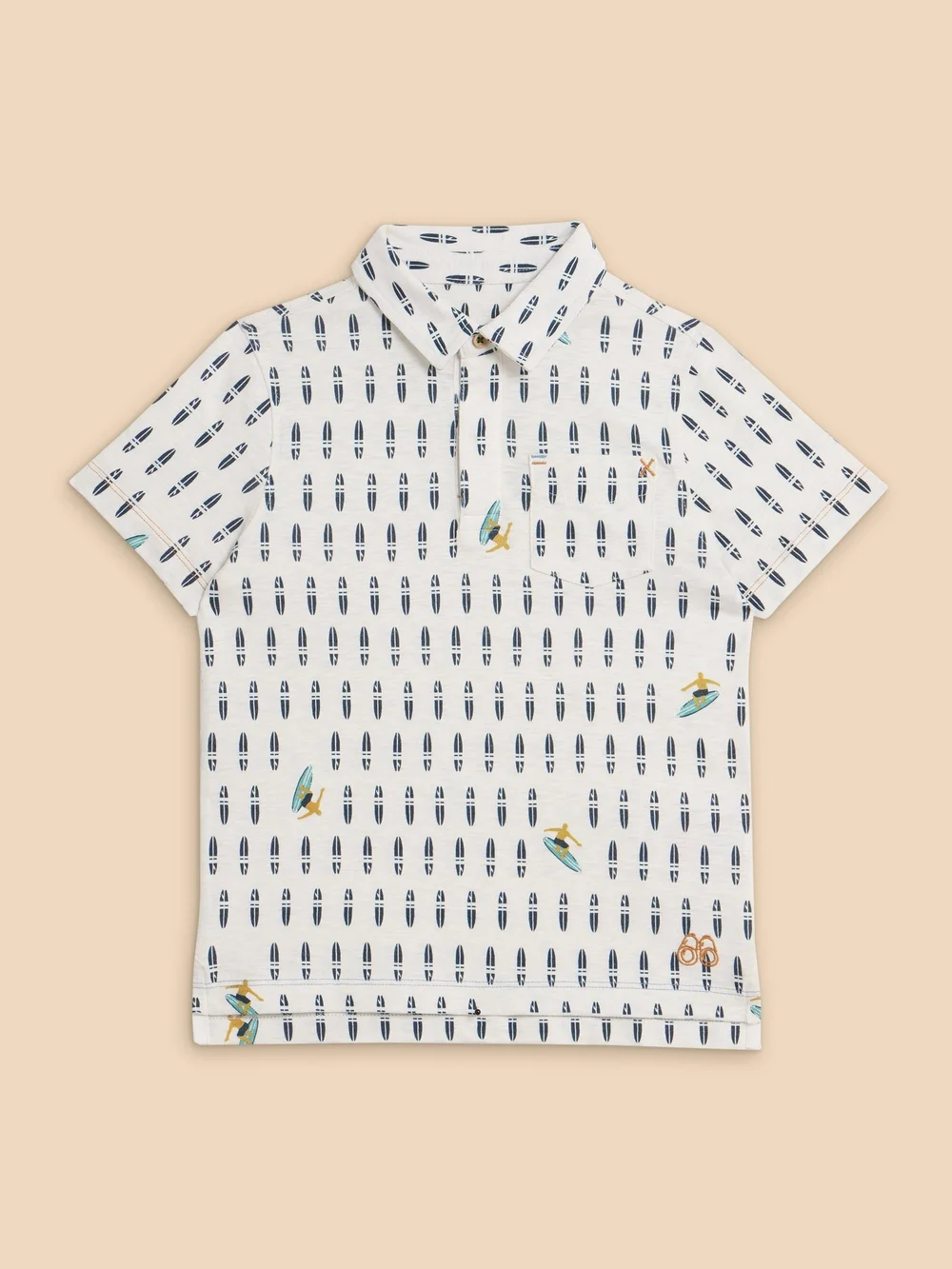 Polohemd mit Surfbrettmuster - Ivory Mlt - 3-4 Bild 1