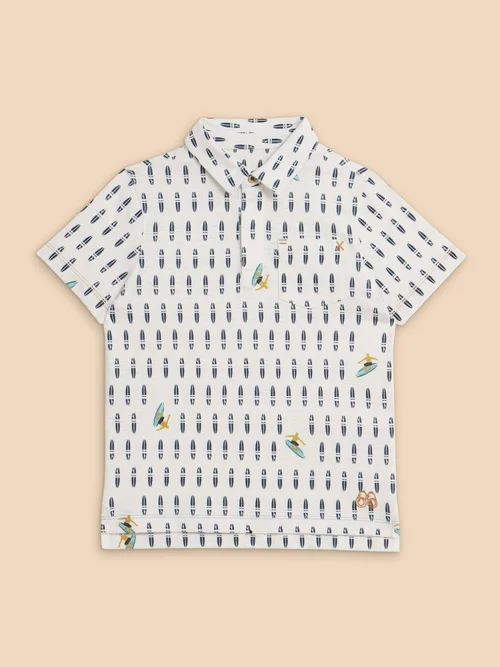 Polohemd mit Surfbrettmuster - Ivory Mlt - 3-4 Bild 1
