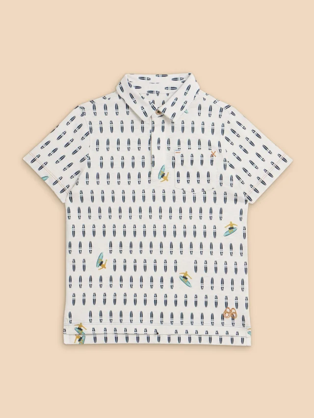 Polohemd mit Surfbrettmuster
