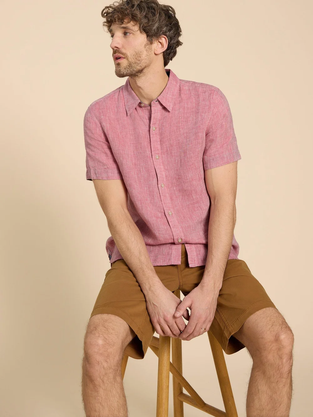 Pembroke Kurzarmhemd aus Leinen - Mid Red - L Bild 1