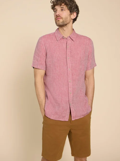 Pembroke Kurzarmhemd aus Leinen - Mid Red - L Bild 3