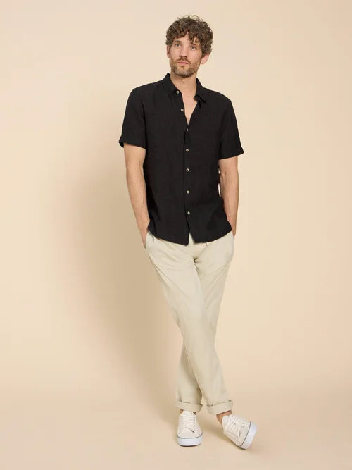 Pembroke Kurzarmhemd aus Leinen - Pure Blk - L Bild 2