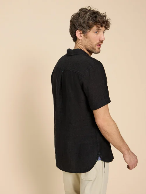 Pembroke Kurzarmhemd aus Leinen - Pure Blk - L Bild 4