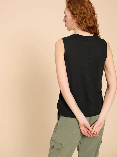 Ärmellose Leinenbluse Rylee - Pure Blk - 38 Bild 4