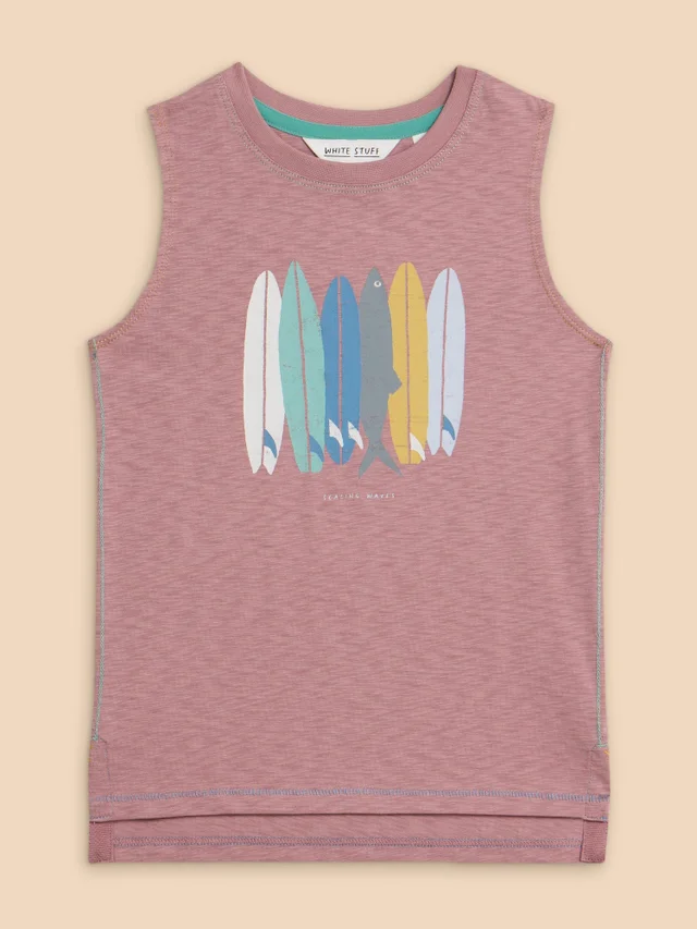 Ärmelloses T-Shirt mit Surfbrettmotiv