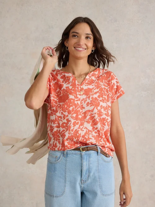 Nelly T-Shirt mit Keilausschnitt - Orange Pr - 38 Bild 1