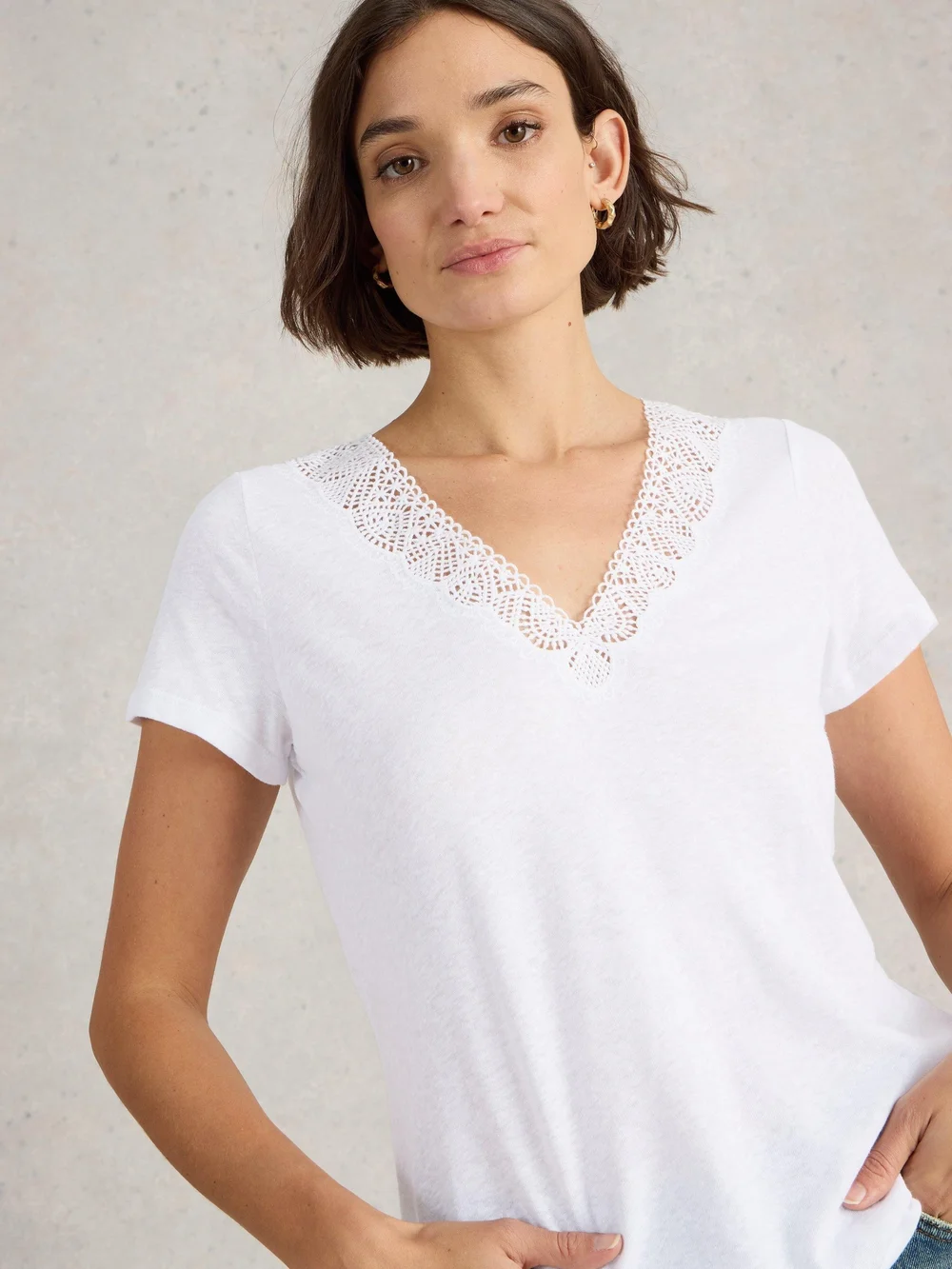 Ellie T-Shirt mit Spitzenbesatz - Bril White - 38 Bild 1