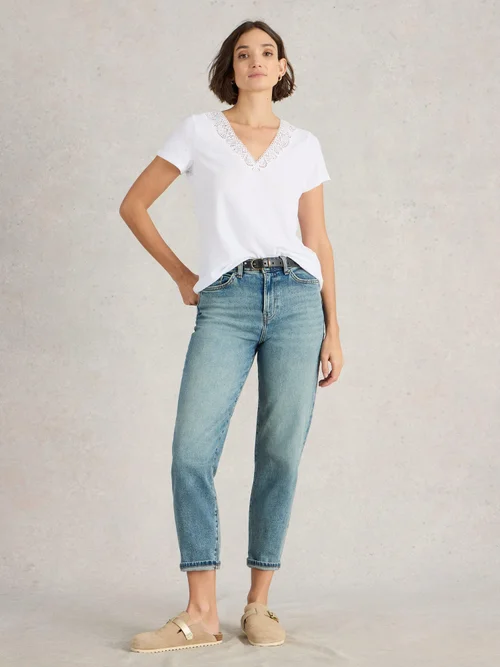 Ellie T-Shirt mit Spitzenbesatz - Bril White - 38 Bild 2