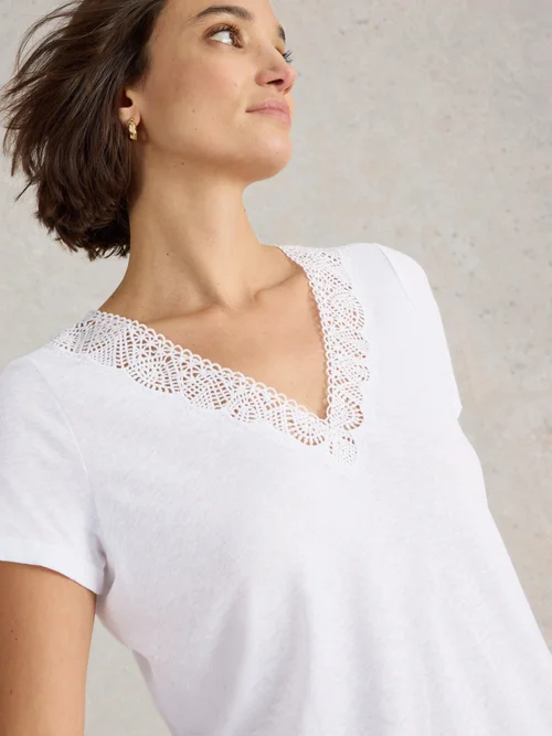 Ellie T-Shirt mit Spitzenbesatz - Bril White - 38 Bild 3