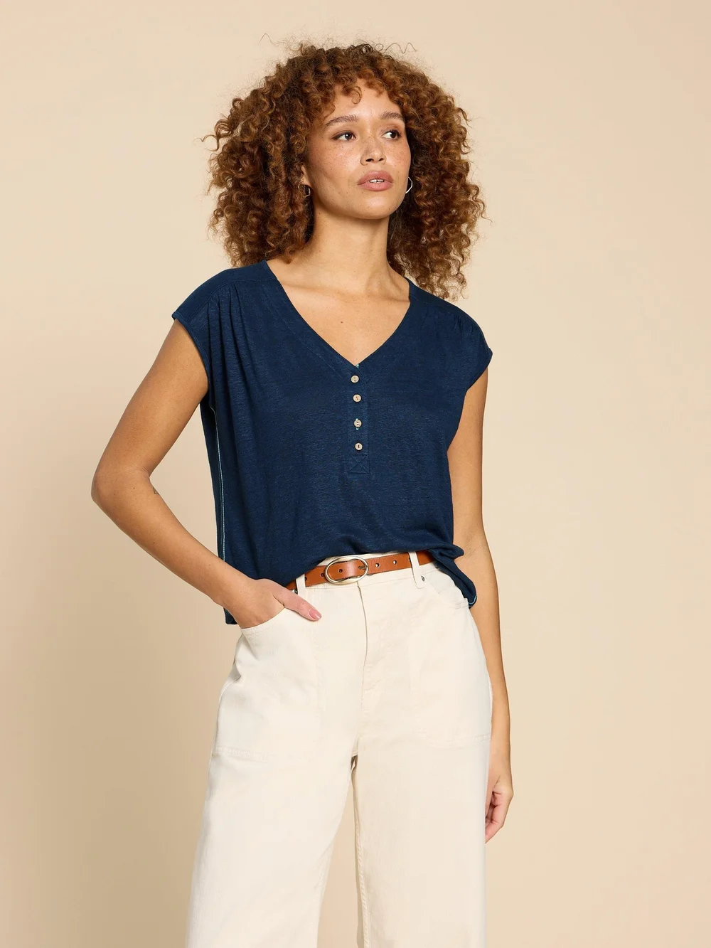 Ärmelloses Leinentop Nina - Fr Navy - 38 Bild 1