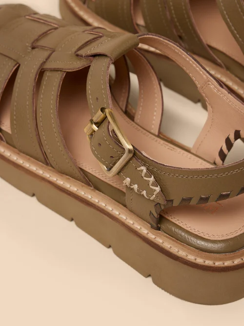 Riemensandalen mit Profilsohle - Khaki Grn - 41 Bild 4