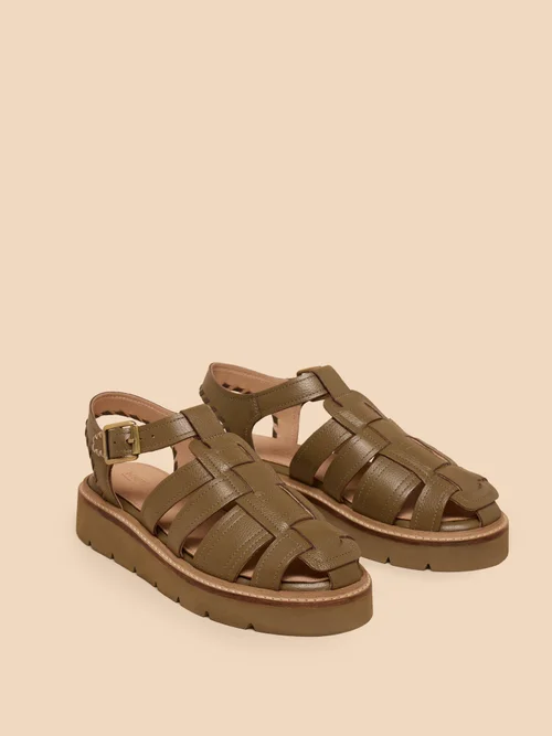 Riemensandalen mit Profilsohle - Khaki Grn - 41 Bild 2