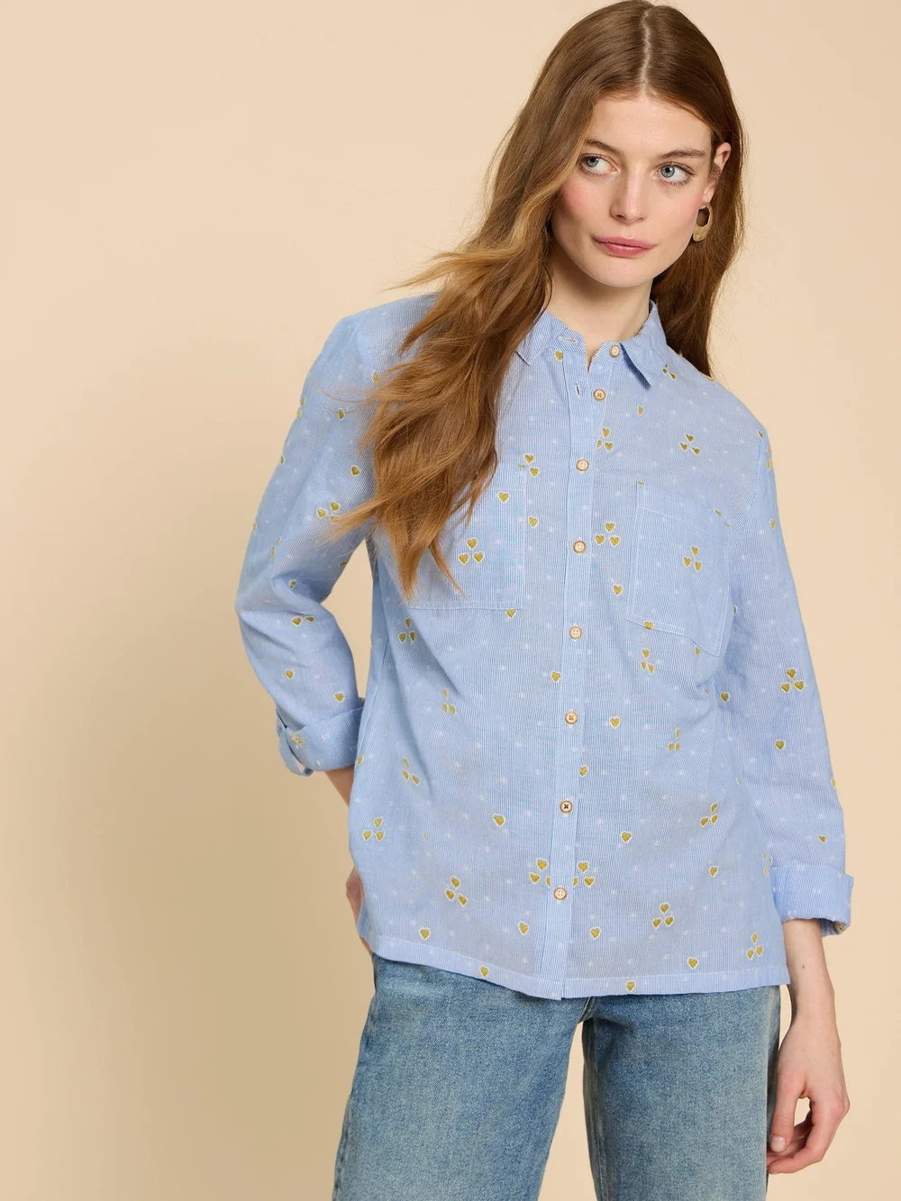 Sophie Bluse mit aufgestickten Herzen - Blue Mlt - 52 Bild 1