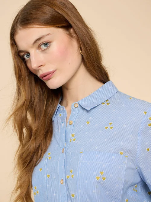 Sophie Bluse mit aufgestickten Herzen - Blue Mlt - 52 Bild 3