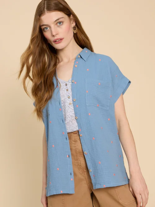 Bluse Emma aus Doppeltuch - Blue Mlt - 52 Bild 3