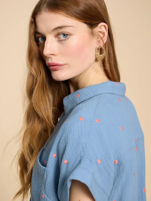 Bluse Emma aus Doppeltuch - Blue Mlt - 52 Bild 2