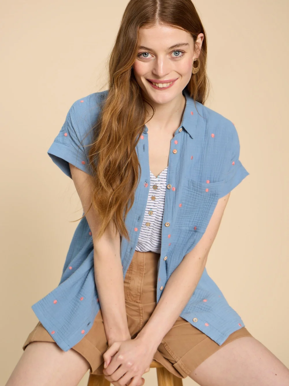 Bluse Emma aus Doppeltuch - Blue Mlt - 52 Bild 1