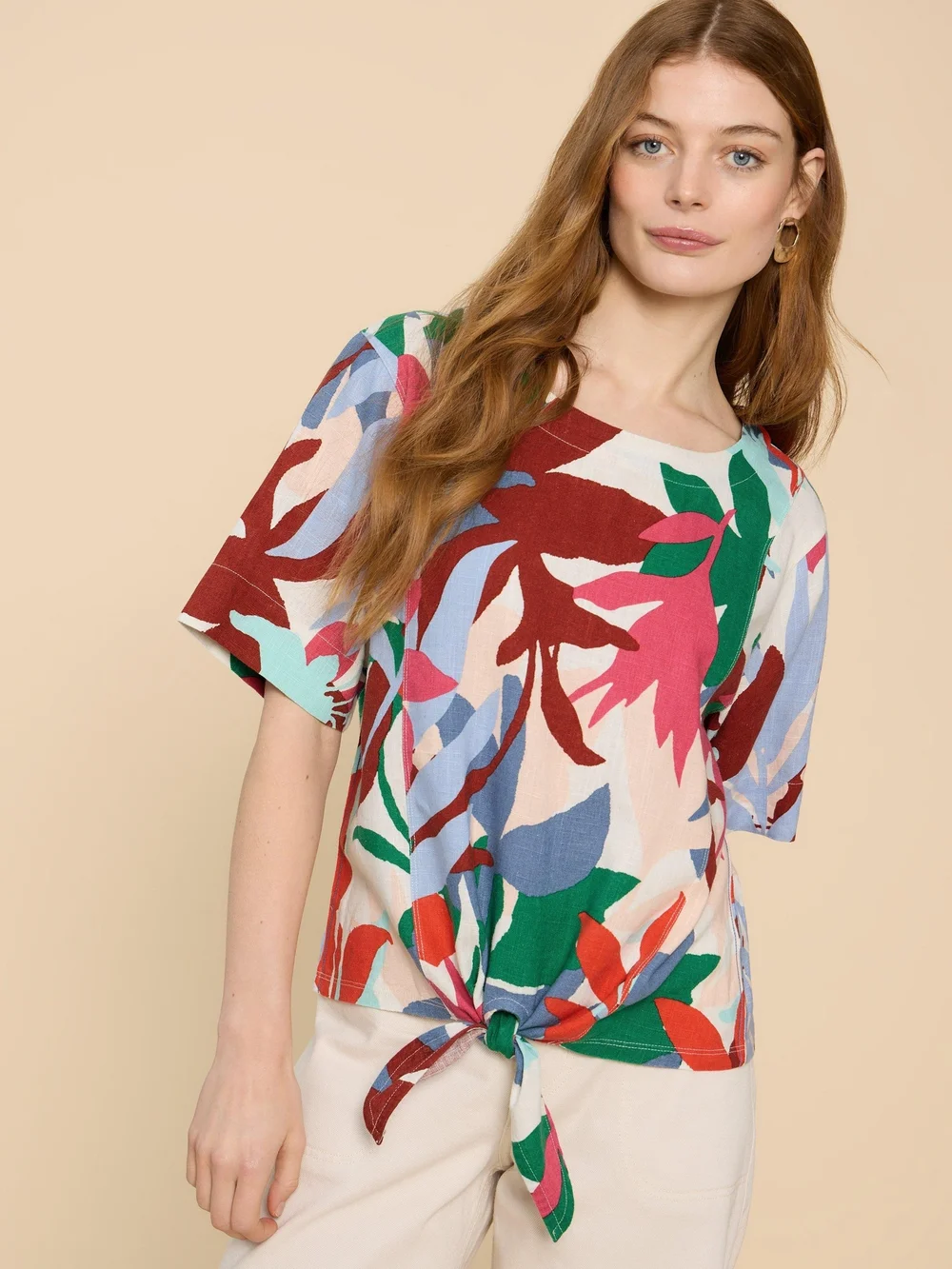 Sara Top mit Bindesaum - White Pr - 52 Bild 1
