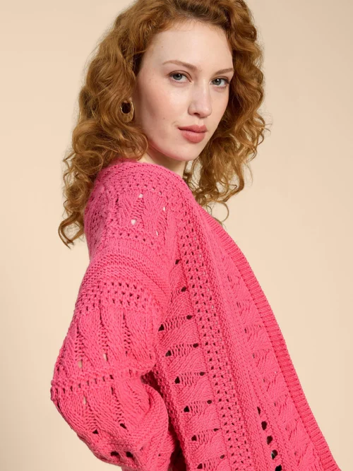 Casey Strickjacke mit Häkelmuster - Brt Pink - XL Bild 1