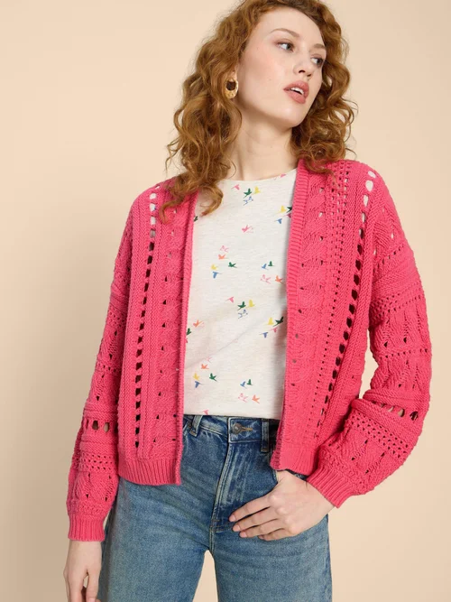 Casey Strickjacke mit Häkelmuster - Brt Pink - XL Bild 3
